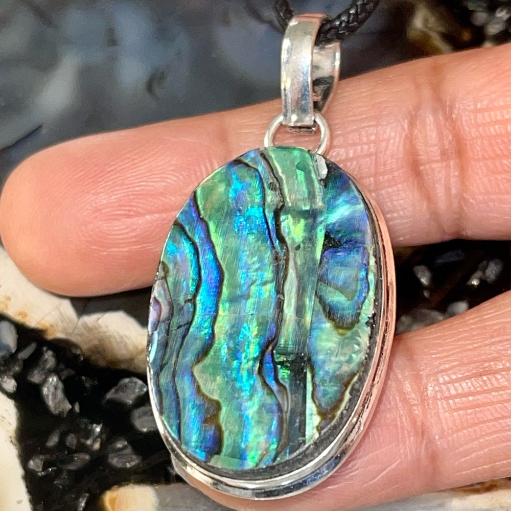 Iridescent Abalone Shell Pendant 1 7/8” - Picture 9 of 17